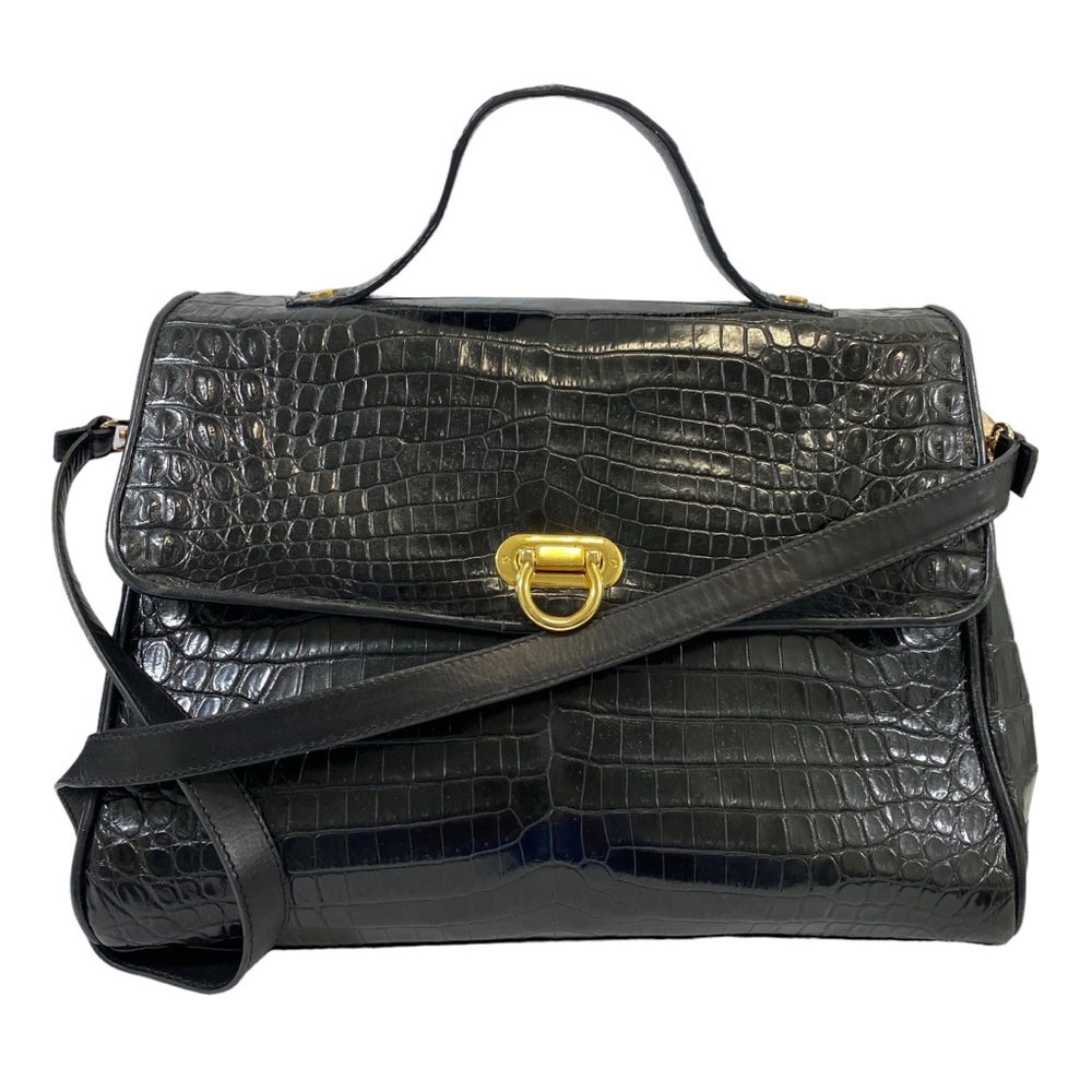 Barfield Collection Black Reptile Leather Handbag
